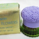Avon cream sachet jar Field flowers glass purple top Field Flowers full Avon cream sachet jar Field flowers glass purple top Field Flowers full