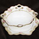 Nippon mayonnaise condiment bowl & tray rose gold trim moriage scallop edge