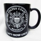 United States Coast Guard recruiting mug black white cup