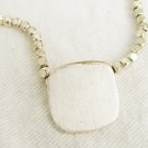 Monet silver tone necklace burnished square center narrow square beads