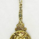 Italy brass spoon ornate lion top and bowl 7 1/4" long antique