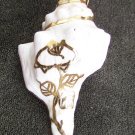 Conch sea shell gold trim pendant rose artistic design jewelry Conch sea shell gold trim pendant rose artistic design jewelry