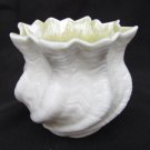 Belleek Neptune sea shell vase bowl creamy color green logo 3" seashell