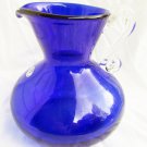 Wanda Poland blue cobalt large pitcher 7" with sticker applied glass handle