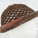 Crocheted summer hat cap with brim cotton browns ladies Small to Medium Crocheted summer hat cap with brim cotton browns ladies Small to Medium