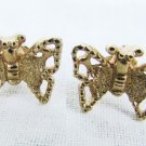 Avon butterfly small stud earrings gold tone filigree