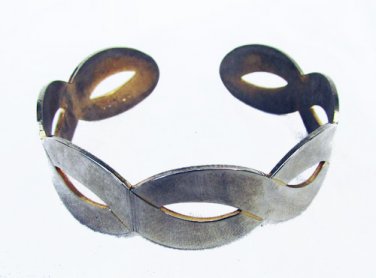 Sarah Coventry cuff bracelet silver tone woven double strand bands
