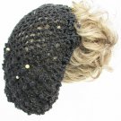 Hair Snood hand crochet black & pearls vintage pattern civil war costume new