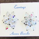 Aurora Borealis bead cluster earrings clips never used original card