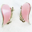 Pink clip earrings thermoset plastic moonstone silver tone backing Pink clip earrings thermoset plastic moonstone silver tone backing