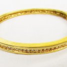 Roman rhinestone bangle hinged bracelet gold tone