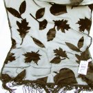 Black shawl sheer background velvet like leaves fringe wrap made India NWT Black shawl sheer background velvet like leaves fringe wrap made India NWT