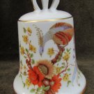 AK Kaiser West Germany bell Danbury Mint Peacock & flowers 3 1/2"
