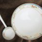 Nippon condiment rice footed bowl & ladle hand painted china blue border moriage