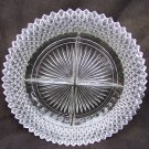 Miss America diamond Anchor Hocking divided relish serving dish 9" clear glass