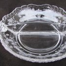 Cambridge Rose Point divided relish handled dish 5 1/2" glass