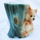 Royal Copely bear & tree stump planter vintage 1950s ceramic
