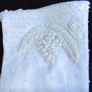 Beaded white gloves stretch nylon made Hong Kong 1 size 6-8 evening vintage 1950