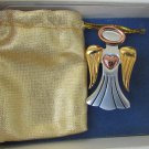Avon angel pin pendant tri color with heart has gold pouch in box