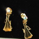 Avon angel rhinestone accent drop earrings 3 dimensional new in box