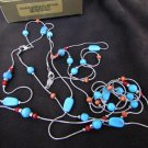 Avon double strand silvertone necklaces turquoise bead accents MIB