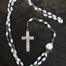 Vintage child rosary white glass beads made France 17" light weight Vintage child rosary white glass beads made France 17" light weight