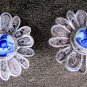 Delft Holland porcelain & 835 silver vintage earrings screw backs filigree