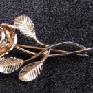 Avon rose pin rhinestone accents gold tone