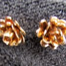 Monet gold tone rose stud earrings 1/4" diameter