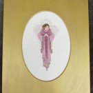 Completed cross stitch angel rose pink outfit with gold mat Completed cross stitch angel rose pink outfit with gold mat