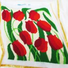 Needlepoint pillow top red tulips completed finished 13 x 14"