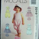 McCall 2210 baby romper dress hat panties size S M L XL UNCUT