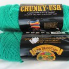 Lion Brand Yarn Chunky USA Gulf Green 2 skeins 4 ounce each new