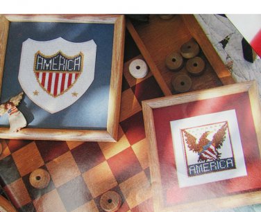 American Eagle and Flag shield cross stitch designs Country Stitch 1990 pattern
