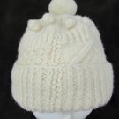Aran Fisherman Knit pull on cap hat cream color wool with pom pom Aran Fisherman Knit pull on cap hat cream color wool with pom pom