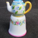 Porcelain Heirloom Editions thimble coffee pot top with blue & pink roses 1983 Porcelain Heirloom Editions thimble coffee pot top with blue & pink roses 1983