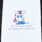 Completed cross stitch mouse cleaning touch my dust on white Aida