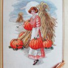 Harvest Maiden pumpkins & straw cross stitch pattern