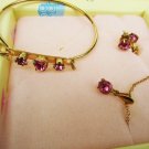 Avon child jewelry set necklace bracelet stud earrings pink rhinestones MIB