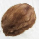 Mink hat light brown semi bucket pillbox style Fashioned by Joan