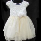 Lilt 3T girls dress cream gold brocade top tulle taffeta skirt cap sleeve flower