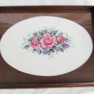 Cross stitch serving vanity tray wood completed cross stitch flowers under glass