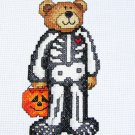 Halloween finished cross stitch bear in skeleton costume with pumpkin Halloween finished cross stitch bear in skeleton costume with pumpkin