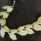 Molded plastic vintage bracelet double lemon leaves 7" gold tone