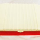 Celluloid vintage jewelry case presentation box red bottom cream top LaTausca