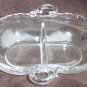 Fostoria Century 2 part divided relish vegetable nut dish side handles oval