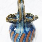 Nancy Gertig small art pottery basket cobalt & brown glaze