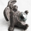 Ricker pewter rabbit seated with belly globe marked bunny figurine Ricker pewter rabbit seated with belly globe marked bunny figurine