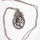I Love You Mother silver tone necklace with oval rose pendant 24" chain I Love You Mother silver tone necklace with oval rose pendant 24" chain