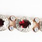 Bracelet sterling DL CZ ruby red stones links 7 1/2" tennis style